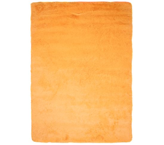 Tapis Salon Chambre Antidérapant Bébé Orange Uni Shaggy Super Doux 140x200 cm
