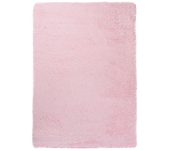 Tapis Salon Chambre Antidérapant Bébé Rose Clair Uni Shaggy Super Doux Doux 200x300 cm
