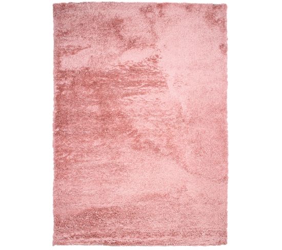 Tapis Salon Chambre Rose Profond Unicolore Shaggy Poils Longs 80x150 Evra