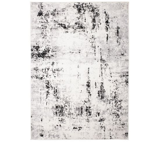 Tapis De Salon Gris Noir Abstrait 140x200 cm Juno
