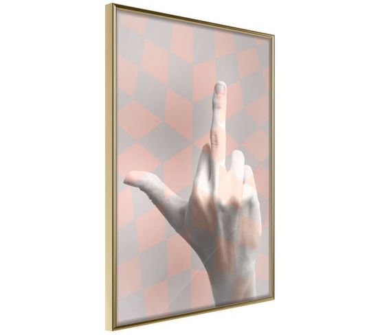 Affiche Murale Encadrée "middle Finger" 30 X 45 Cm Or