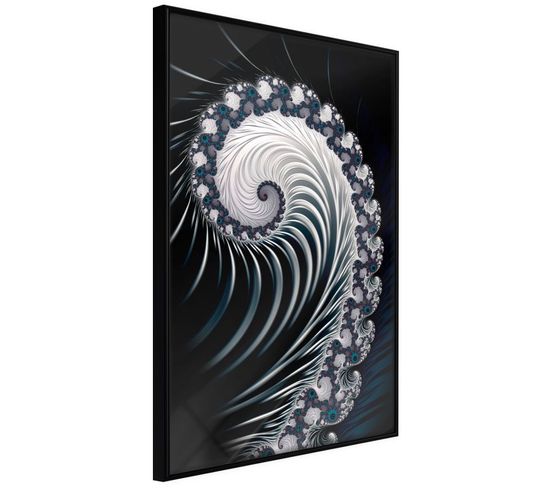 Affiche Murale Encadrée "fractal Spiral Negative" 30 X 45 Cm Noir