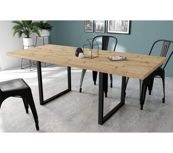 Table à manger extensible 180-260 x 90 cm ALLISTER Imitation bois et noir