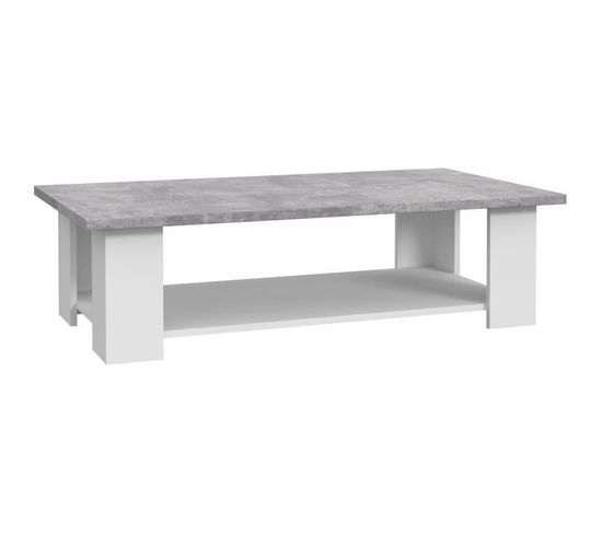 Table Basse Pilvi - Blanc Et Béton Clair - L 110 X P 60 X H 31 Cm