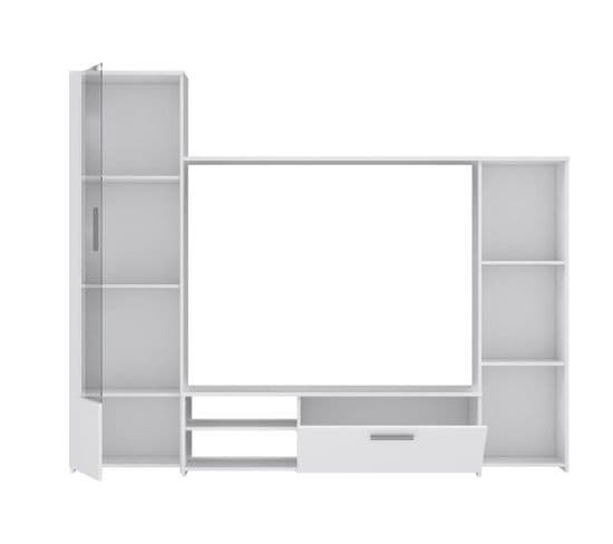Meuble TV Pilvi - Blanc Mat - Contemporain - L 220,4 X P41,3 X H177,5 Cm