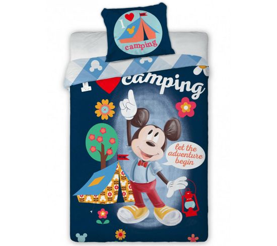 Parure De Lit Simple Mickey Mouse Au Camping De 140 Cm X 200 Cm
