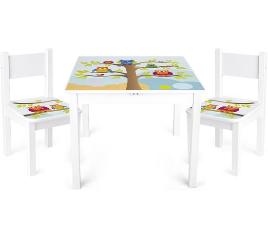 Table 'yeti' Et 2 Chaises Enfant Hiboux