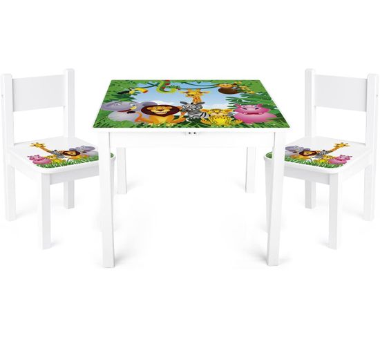 Table 'yeti' Et 2 Chaises Enfant Jungle