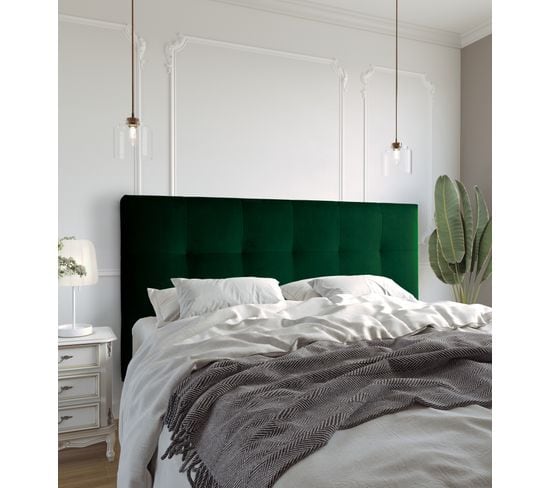 Tête de lit velours L.180 cm KARTY vert