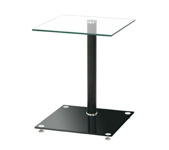 Table D'appoint En Aluminium Laqué Noir Avec Plateau En Verre, L40 X P40 X H52 Cm