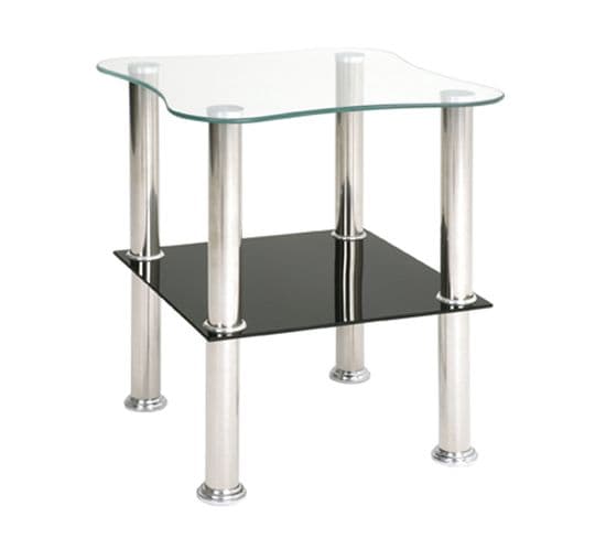 Table D'appoint Optique-inox/noir En Verre Trempé, L40 X P40 X H47 Cm