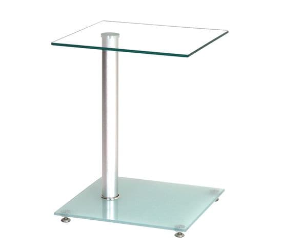 Table D'appoint En Aluminium Alu Avec Plateau En Verre, L40 X P40 X H52 Cm