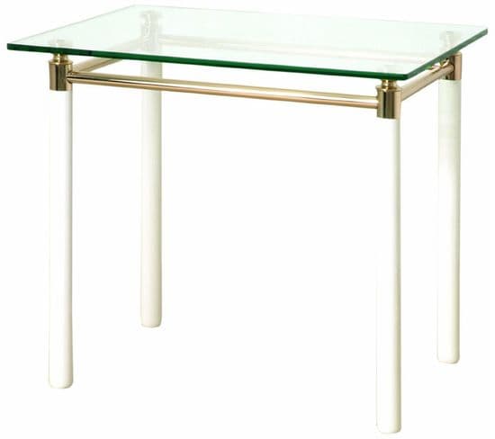 Table D'appoint En Tube D'acier Coloris Blanc-doré, L60 X P50 X H54 Cm