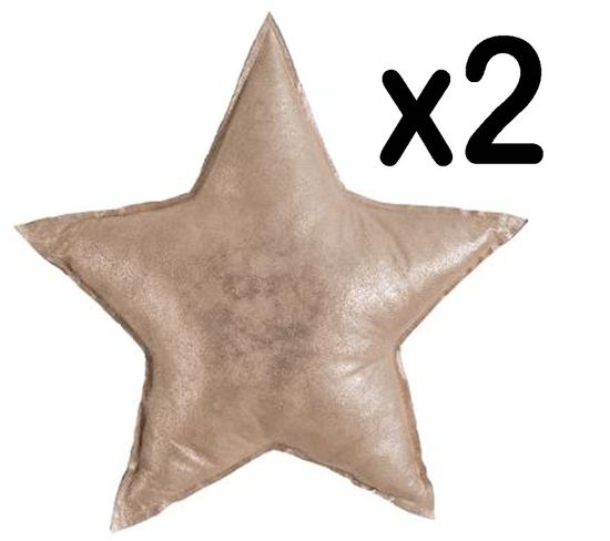 Lot De 2 Coussins Star Coloris Doré En Polyester - Dim : 40 X 40 Cm
