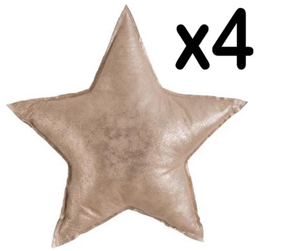Lot De 4 Coussins Star Coloris Doré En Polyester - Dim : 40 X 40 Cm