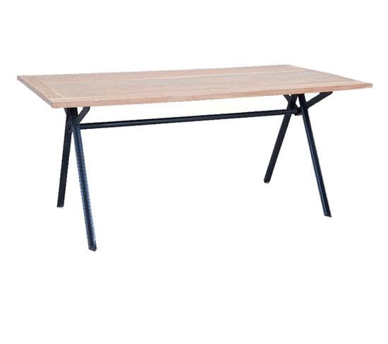 Table En Acacia Coloris Brun/noir, 180 X 90 X 76 Cm