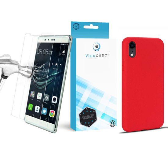 Verre Trempé Pour iPhone X/ iPhone Xs 5.8" + Coque De Protection Souple Silicone Rouge -