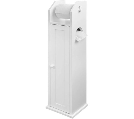 Support Papier Toilette Armoir Porte-papier Toilettes Porte Brosse Wc En Bois - Blanc, Frg135-w