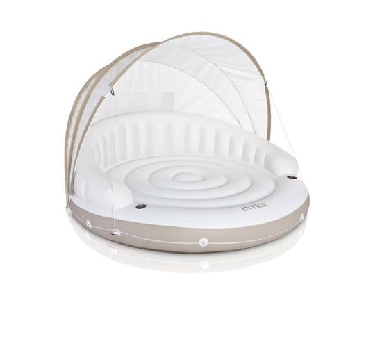 Matelas Gonflable Rond "lounge Caraïbes" Blanc