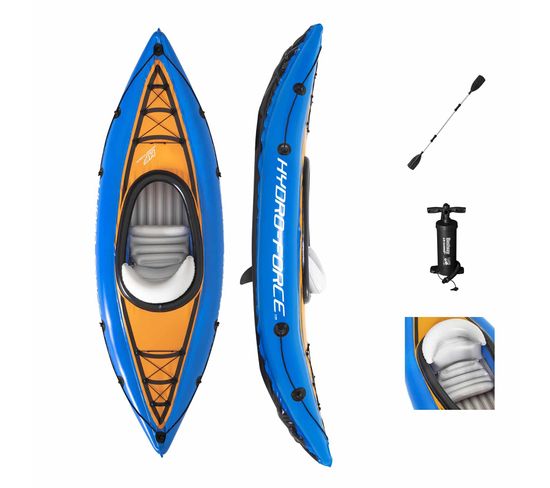 Kayak Gonflable Bestway Hydro-force Cove Champion 275x81 Cm Individuel Pagaie Et Pompe