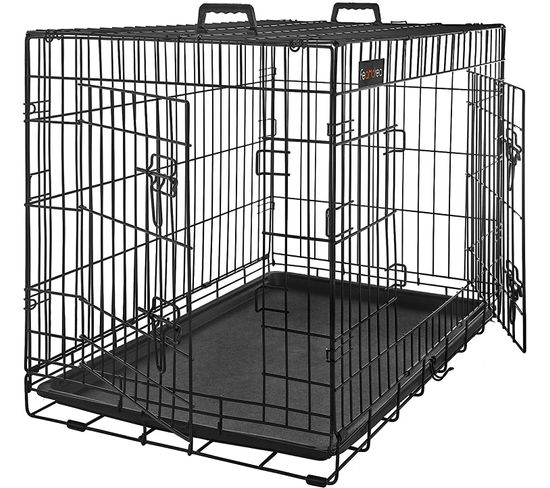 Cage Pour Chiens, Avec 2 Portes, 122 X 74,5 X 80,5 Cm, Noir
