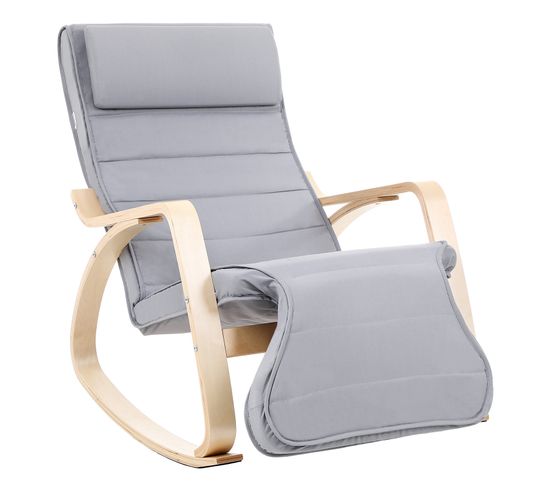 Fauteuil À Bascule, Rocking Chair, Avec Repose-pied, Réglable En 5 Niveaux, Charge Max 150