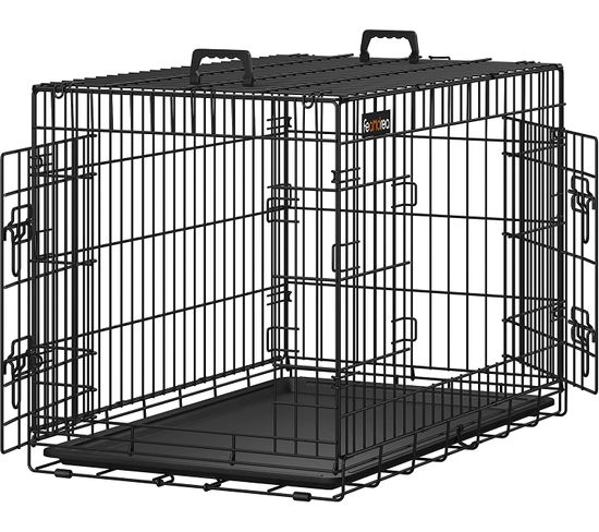 Cage Pour Chiens Avec 2 Portes, 92,5 X 57,5 X 64 Cm, Noir