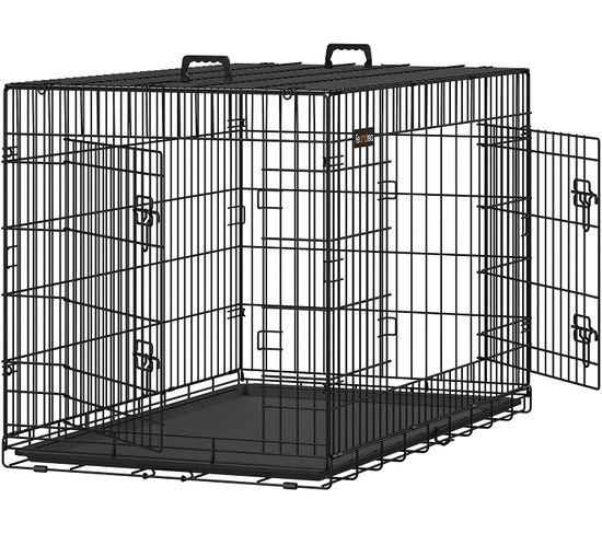 Cage Pour Chiens Avec 2 Portes, 122 X 74,5 X 80,5 Cm, Couleur Noir