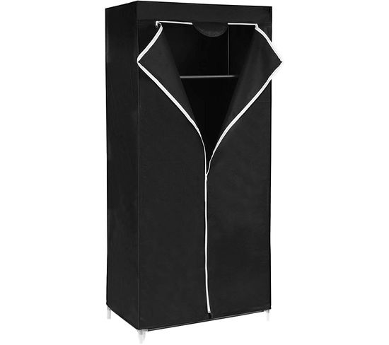 Armoire En Tissu, Penderie Pliante Avec Tringle De Suspension, 75 X 45 X 160 Cm, Noir