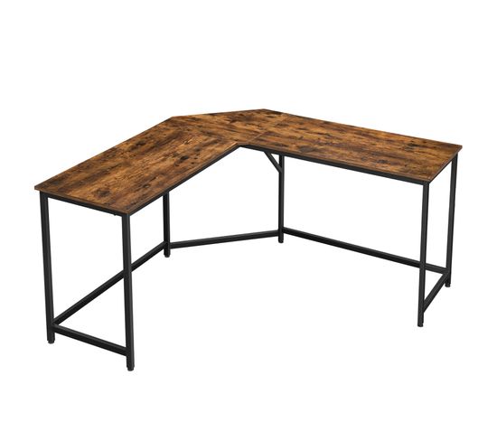 Bureau D’angle Style Industriel Table En L - Marron Rustique - 149x149x75 cm