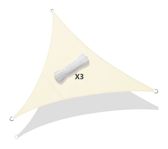 Voile D’ombrage Triangle Imperméable Polyester Avec Corde 3x3x3m Beige