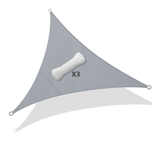 Voile D’ombrage Triangle Imperméable Polyester Avec Corde 5x5x5m Gris