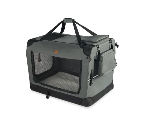 Sac Transport Pliable Chien Chat Caisse Cage Portable 50x35x36cm Gris