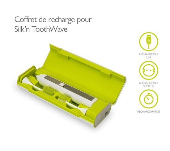 Twc1peu001 - Coffret De Recharge Pour Toothwave - Rangement Brosse A Dents Éléctrique + 2 Brossettes