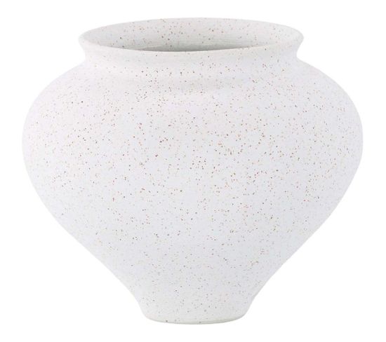 Vase En Grès Rellis 11x18 Cm Blanc Et Noir