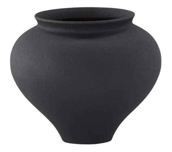 Vase En Grès Rellis 11x18 Cm Noir