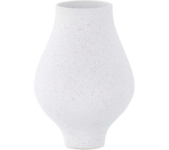 Vase En Grès Rellis 10x24 Cm Blanc Et Noir