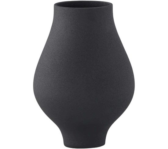 Vase En Grès Rellis 10x24 Cm Noir