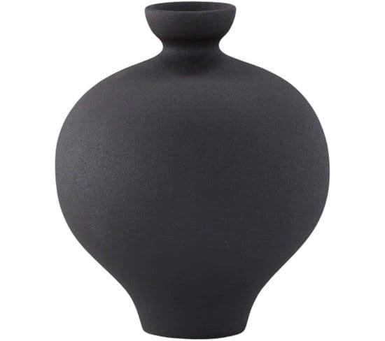 Vase En Grès Rellis 6x24 Cm Noir