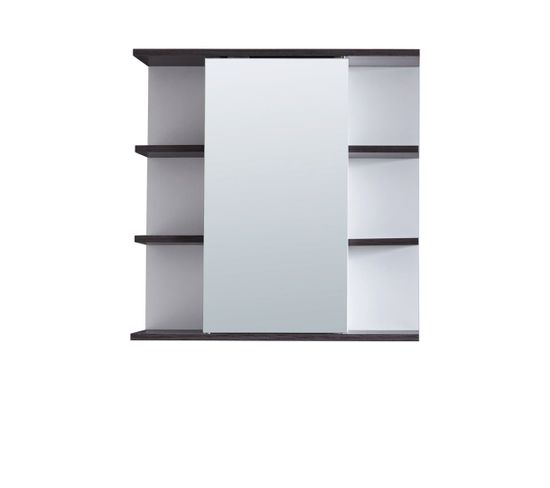 Armoire De Toilette Blanc avec Miroir et 6 Compartiments Ouverts En MDF - 60x20x60 Cm