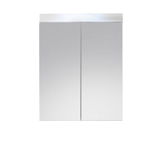Armoire De Toilette Amandamando Blanc avec Miroir et 2 Portes - 60x17x77 Cm