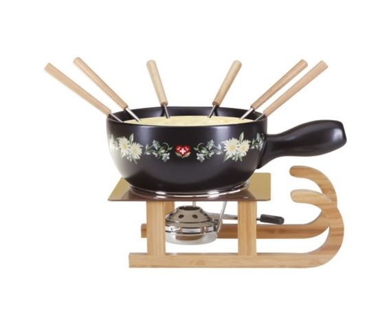 Set Fondue 6 Personnes Artesà - Caquelon Acier Inox Cuivre Martelé - Fourchettes Et Brûleur Inclus