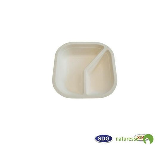 Assiette Carrée 2 Compartiments Pulpe De Cellulose 16x16 Cm - Sdg - Lot De 500