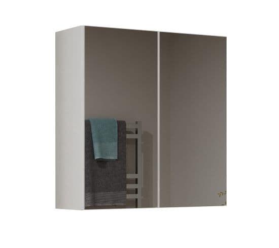 Sofya Armoire De Toilette Murale Avec Miroir 60x22x60 Blanc Mat