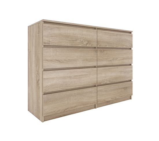 Milan Commode Moderne 8 Tiroirs Coulissants 138x40x97 Sonoma