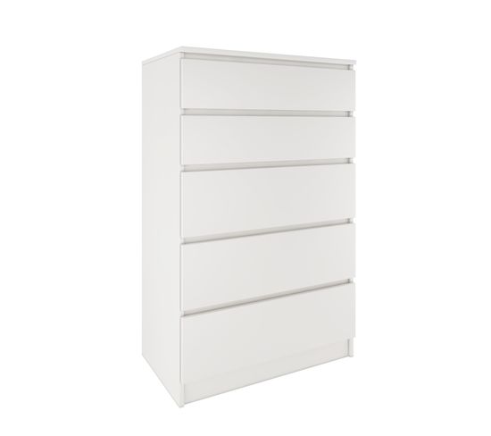 Milan Commode Moderne 5 Tiroirs Coulissants 70x40x112 Blanc