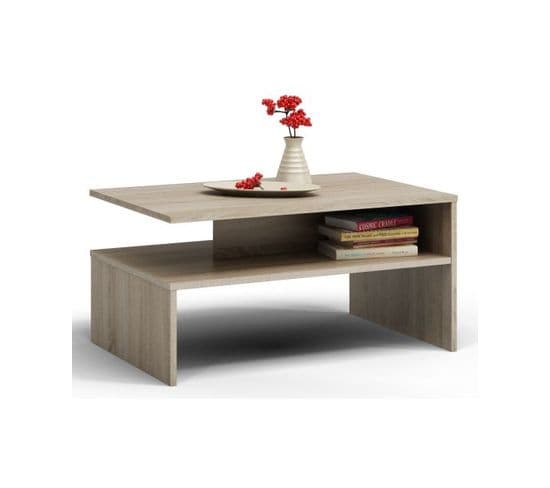 Elara Table Basse Avec Niche De Rangement 90x60x45 Sonoma