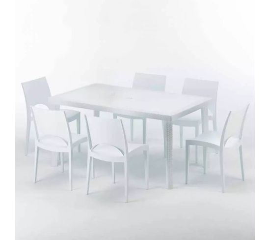 Ensemble 6 Chaises Et 1 Table 150x90cm Jardin Café Terrasse Robuchon