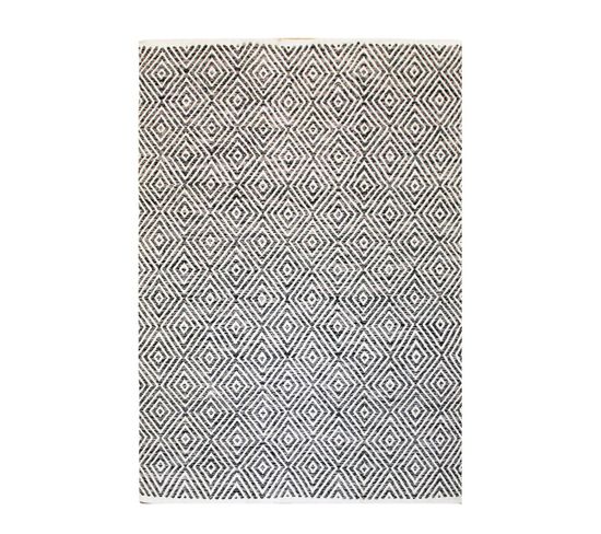 Tapis Design Glaze En Coton - Gris Anthracite - 120x170 Cm