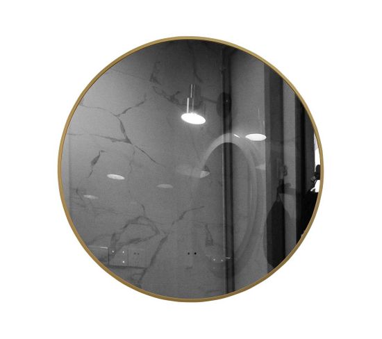 Miroir De Salle De Bain LED 60cm à Luminosité Variable Rond Avec Cadre Doré Et Touche Sensitive